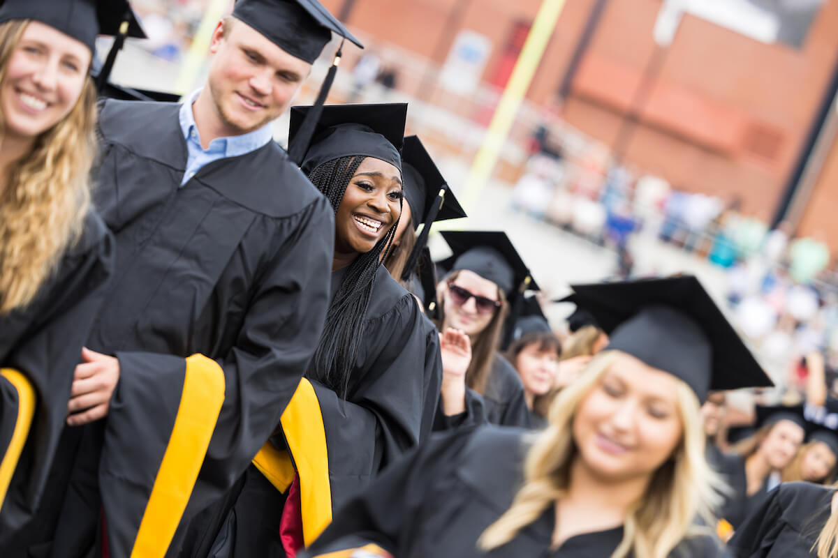 Students gathered in audience during commencement ceremoy